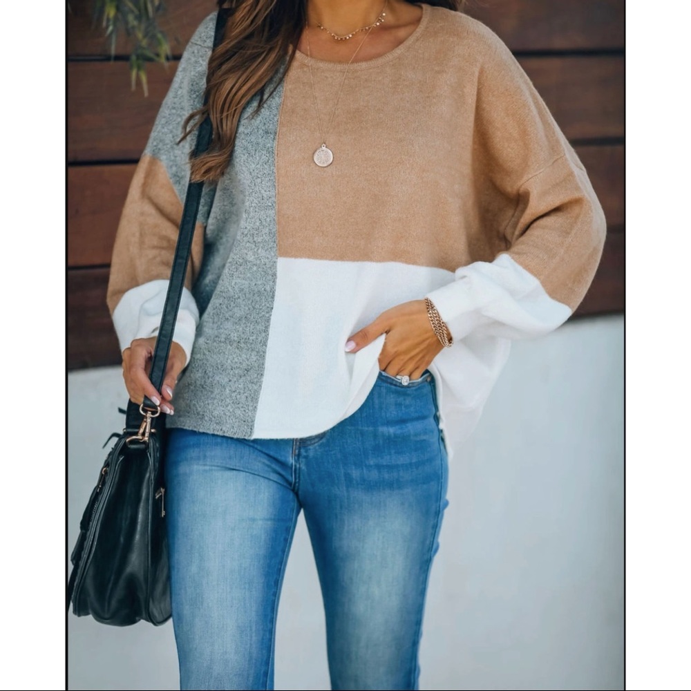 FLASH SALE -WANNA BE YOURS COLORBLOCK KNIT SWEATER - Picture 8 of 9